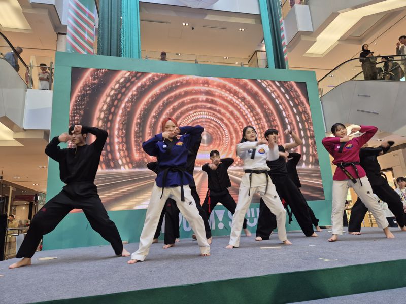 지난 7일 쿠알라룸푸르 파렌하이트88에서 열린 ‘서울관광 홍보행사‘에서 'K-타이거즈' 팀이 태권 퍼포먼스를 선보이고 있다. 공동취재단