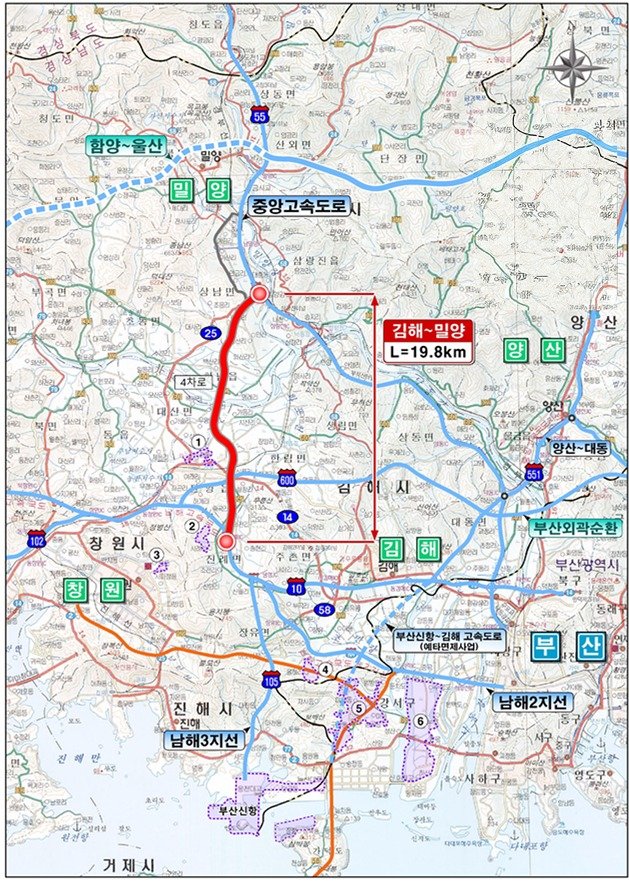 김해~밀양 고속도로 건설 위치도.(경남도 제공. 재판매 및 DB금지)