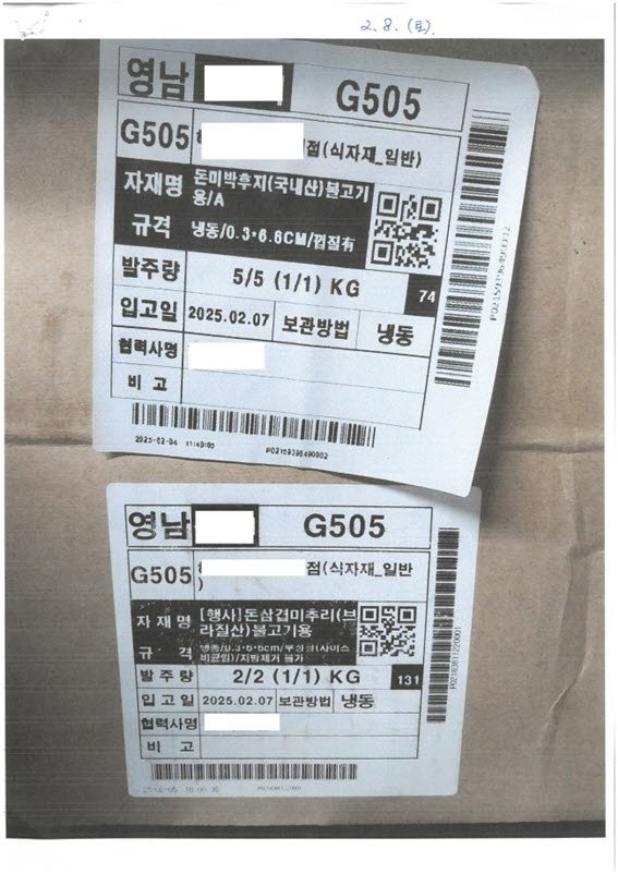 [진주=뉴시스]경남농관원, 해군 식탁 공급업체 원산지 위반 적발.(사진=경남농관원 제공).2025.12.08.photo@newsis.com *재판매 및 DB 금지