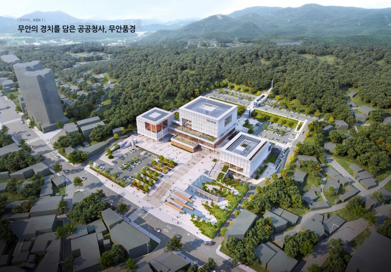 [무안=뉴시스]무안군 신청사 공모 당선작 조감도. (사진=무안군 제공) 2025.12.08. photo@newsis.com *재판매 및 DB 금지