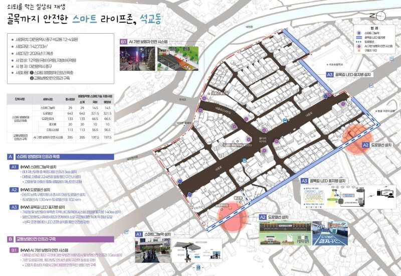 [대전=뉴시스] 국토부 2026년 생활 밀착형 스마트기술 지원사업 공모에 선정된 대전 중구 석교동 일원 사업 계획. *재판매 및 DB 금지
