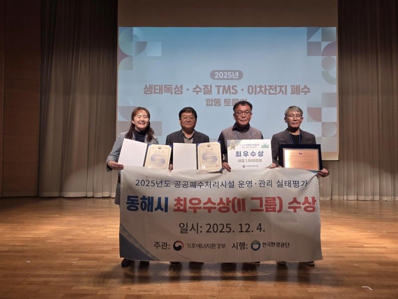 강원 동해시, 공공폐수처리시설 운영평가 최우수상.(동해시 제공, 재판매 및 DB 금지) 2025.12.9/뉴스1