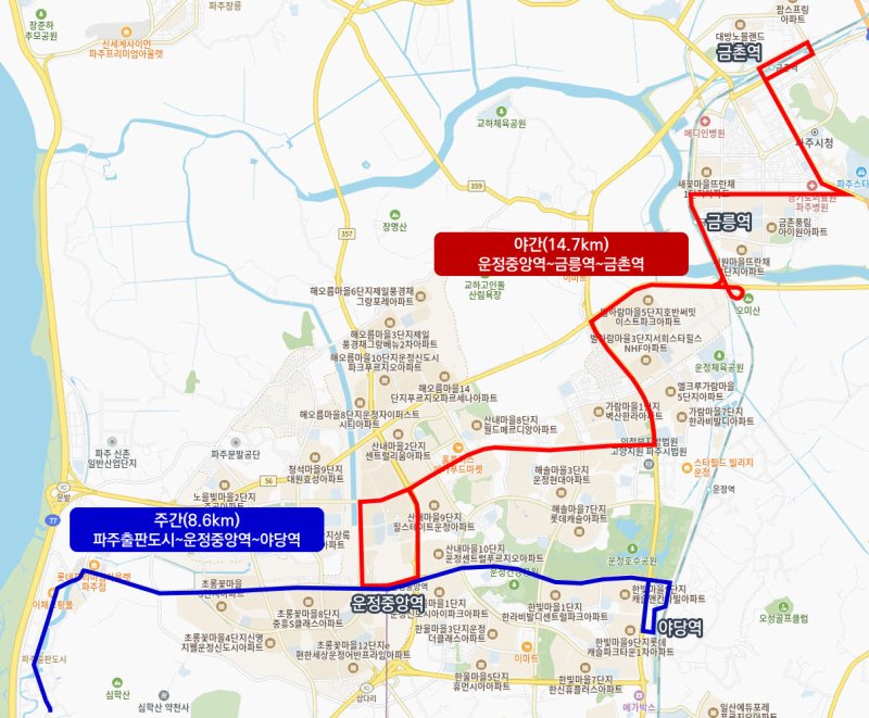 파주시 자율주행자동차 시범운행 노선도. (파주시 제공, 재판매 및 DB금지)