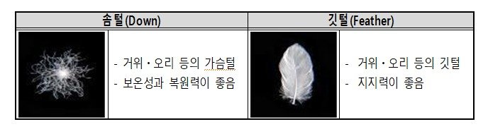 [서울=뉴시스] 다운 패딩의 솜털과 깃털의 차이. (사진=한국소비자원 제공) *재판매 및 DB 금지