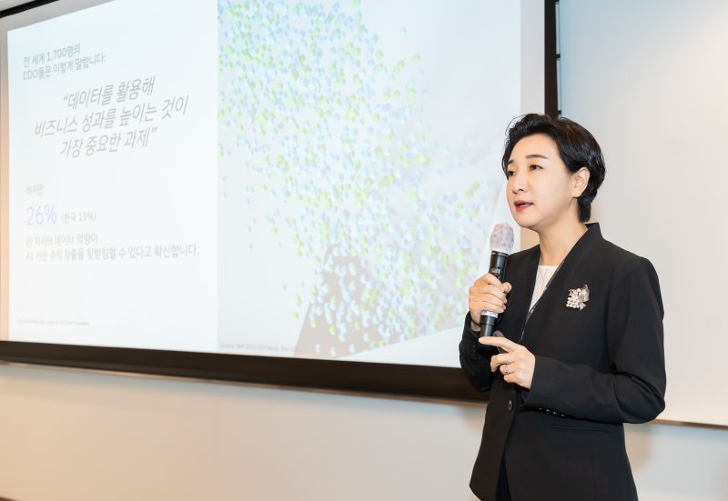 이수정 한국IBM 사장이 서울 여의도 Three IFC 6층 IBM 미디어 오픈하우스에서 발언하고 있다. 2025.12.9 뉴스1(한국IBM 제공)