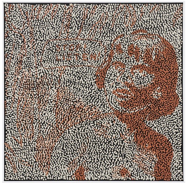 다니엘 보이드 〈Untitled (BCJCVET)〉 2025 Oil, acrylic and archival glue on paper mounted to canvas 80 x 80 cm Courtesy of the artist and Kukje Gallery 사진: Joshua Morris 이미지 제공: 국제갤러리 *재판매 및 DB 금지