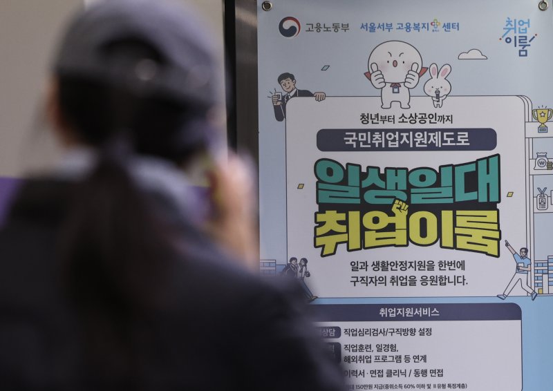 서울 마포구 서부고용복지플러스센터에 취업지원 프로그램 안내문이 게시돼 있다. 2025.12.9/뉴스1 ⓒ News1 구윤성 기자