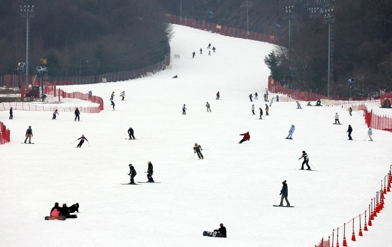 곤지암리조트 스키장이 개장한 10일 경기 광주시 곤지암리조트 스키장을 찾은 시민들이 시민들이 스키와 보드를 타며 겨울을 만끽하고 있다. 2025.12.10/뉴스1 ⓒ News1 김영운 기자