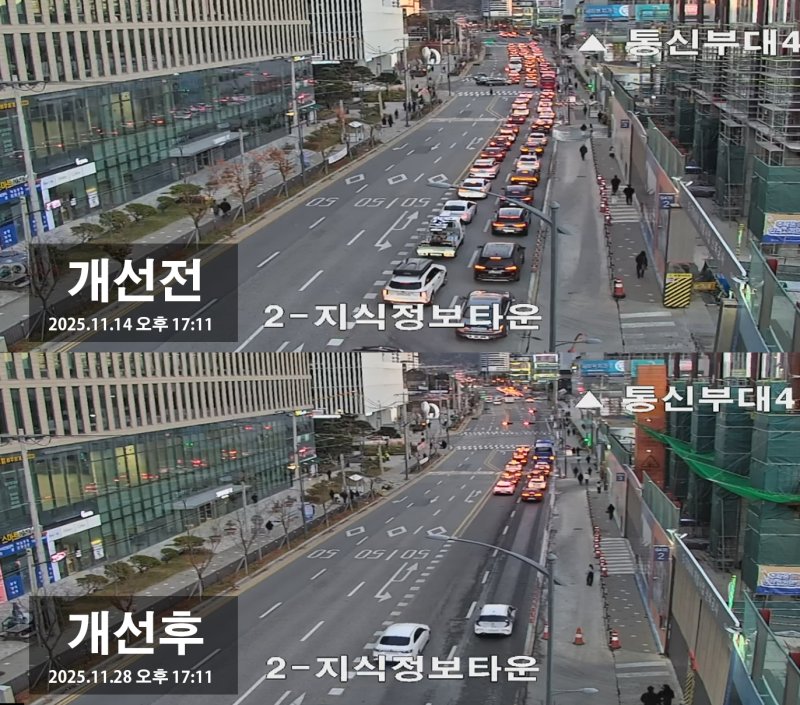 [과천=뉴시스]과천대로7길 퇴근시간대 개선 전후 모습(사진=과천시 제공)2025.12.10.photo@newsis.com