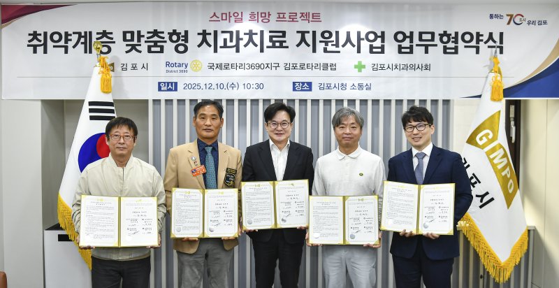 [김포=뉴시스]정일형 기자 = 취약계층 맞춤형 치과지료 지원사업 업무협약. (사진=김포시 제공)