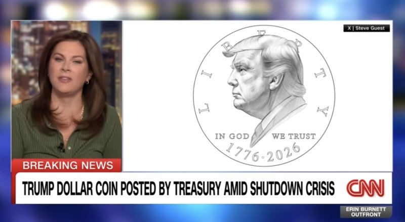 도널드 트럼프 미국 대통령 기념 주화 초안. (CNN 보도)