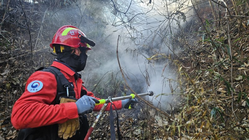 10일 강원 양양 손양면에서 발생한 산불 진화 현장.(동부지방산림청 제공, 재판매 및 DB 금지) 2025.12.10/뉴스1