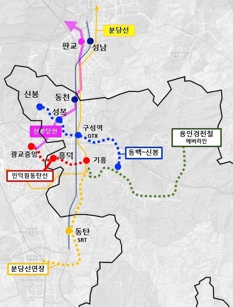 용인시 철도계획 총괄도.(손명수 의원 제공)