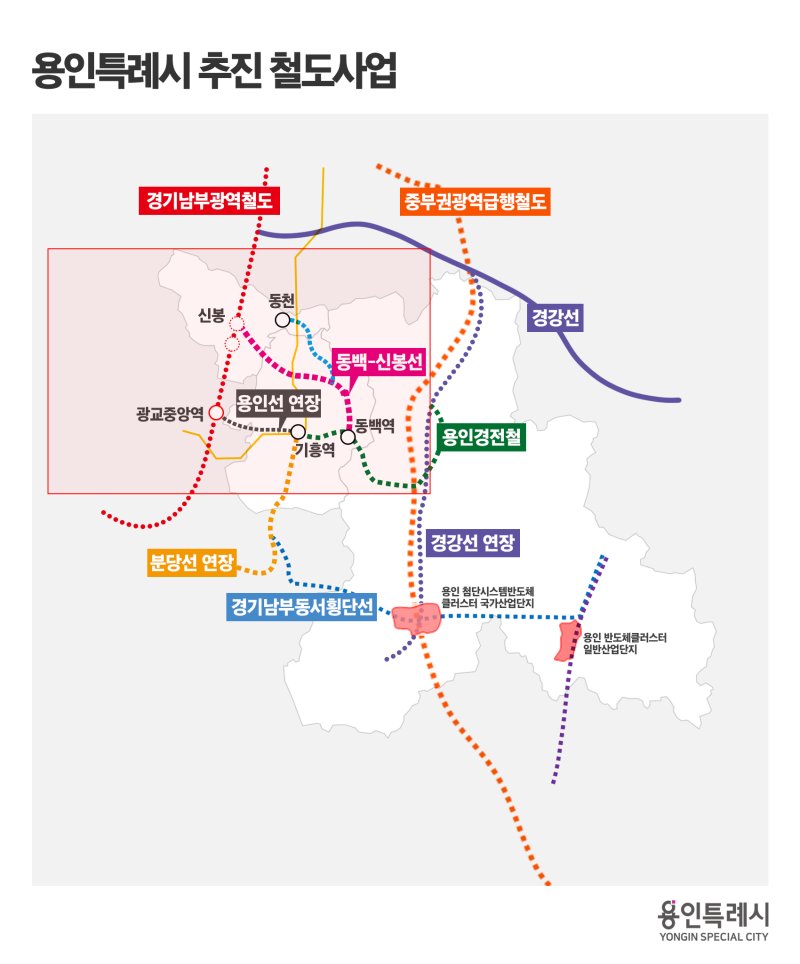 [용인=뉴시스]용인시가 추진 중인 철도사업 노선도(사진=용인시 제공)2025.12.11. photo@newsis.com