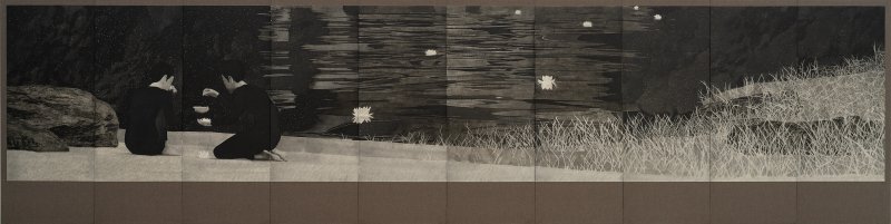 마음을 담아, 2025, Ink on Korean paper, 140 x 700 cm *재판매 및 DB 금지