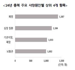 지난해 충북 주요 사망 원인별 상위 4개 항목.(국가데이터처 충청지방통계청 제공. 재판매 및 DB금지)/뉴스1