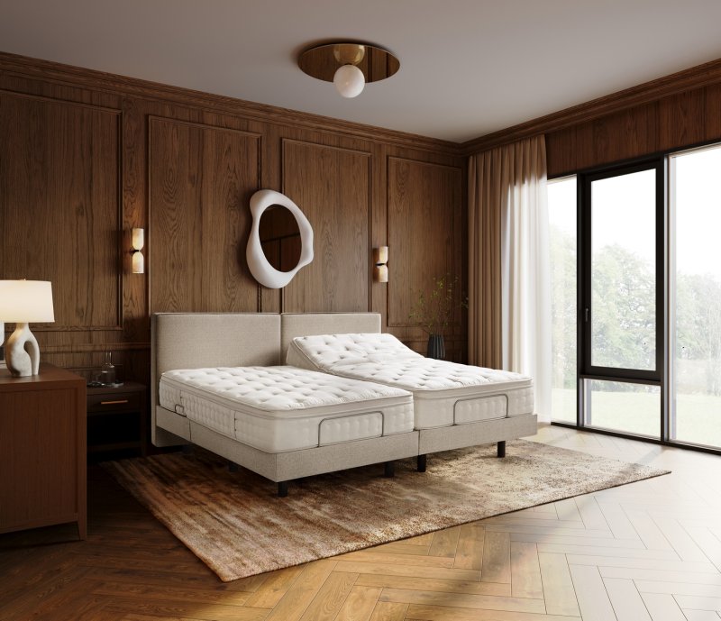 신세계까사의 프리미엄 수면 브랜드 마테라소가 선보인 첫 모션 베드 '르 무브'와 비건 폼 매트리스 '오아시스' 컬렉션. 신세계까사 제공