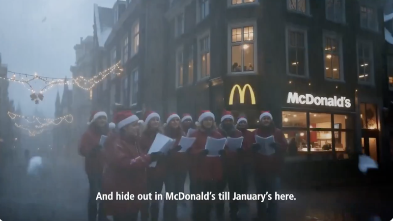 맥도날드 네덜란드가 인공지능(AI)으로 제작한 크리스마스 광고. /사진=X 캡처