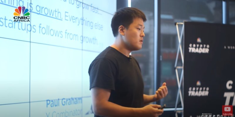 [서울=뉴시스] 2019년 10월 15일(현지 시간) CNBC '크립토 트레이더'에 권도형 당시 테라폼랩스 대표가 출연한 모습. (사진=테라 유튜브) 2025.12.12. *재판매 및 DB 금지