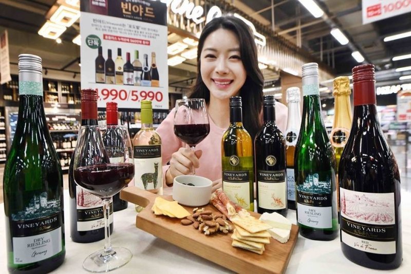 모델이 홈플러스 대표 와인 '빈야드'를 소개하고 있다. 홈플러스 제공