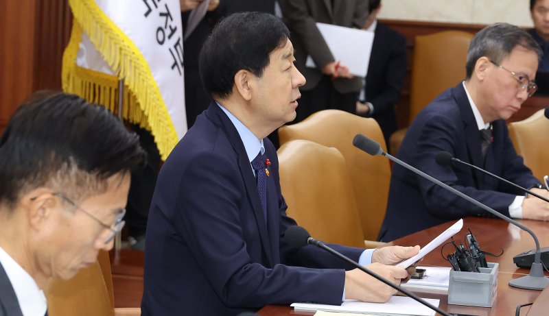 구윤철 부총리 겸 기획재정부 장관이 12일 오전 서울 종로구 정부서울청사에서 열린 대외경제 장관회의에서 발언하고 있다. 뉴시스