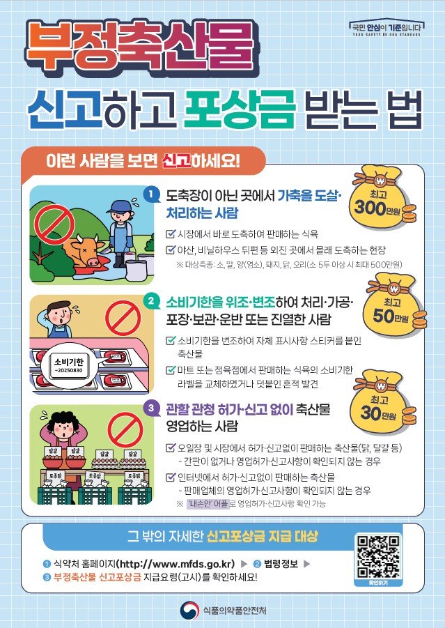 [서울=뉴시스] 부정축산물 신고 포상금 홍보 리플렛 (사진=식약처 제공) 2025.12.12. photo@newsis.com *재판매 및 DB 금지
