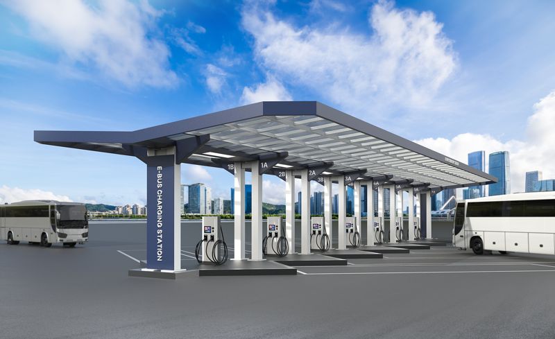 EVSIS 전기버스용 충전기 설치 조감도. 롯데이노베이트 제공