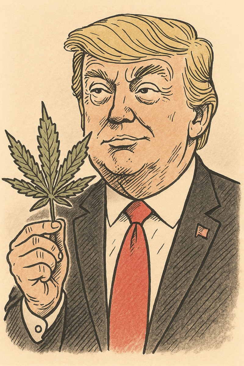 대마초를 들고 있는 트럼프. 챗GPT 제공