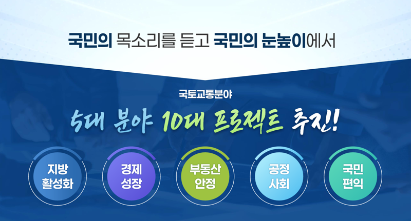 5대 분야 10대 프로젝트 개요. 국토교통부 제공