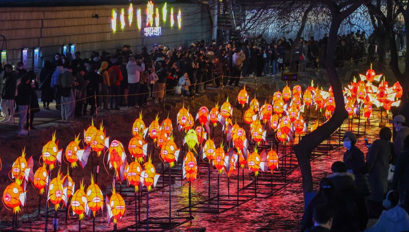 12일 오후 서울 중구 청계광장에서 열린 ‘2025 서울빛초롱축제’에서 다양한 조형물들이 불을 밝히고 있다. 올해 17회를 맞는 서울빛초롱축제는 ‘나의 빛, 우리의 꿈, 서울의 마법’을 주제로 내년 1월 4일까지 진행된다. 2025.12.12/뉴스1 ⓒ News1 김진환 기자