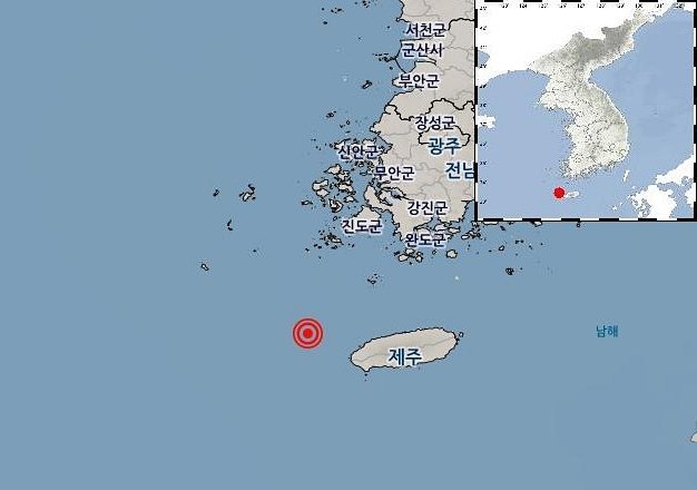 [제주=뉴시스] 지진 발생 위치도. (사진=기상청 제공) 2025.12.13. photo@newsis.com *재판매 및 DB 금지