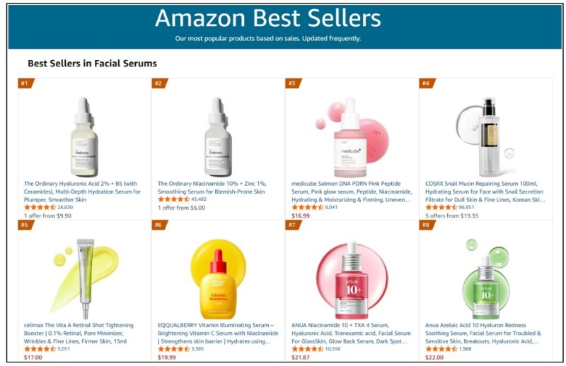 아마존 BSR 세럼 카테고리 순위.(아마존제공)