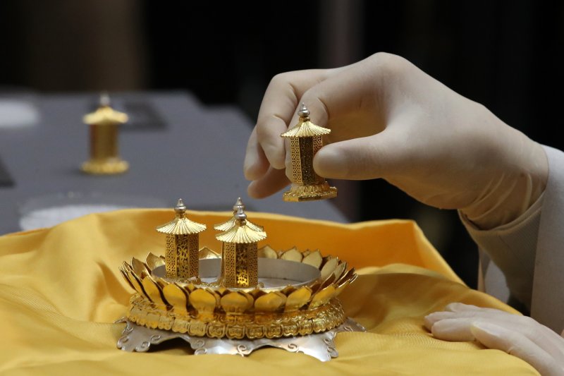 미국 보스턴 미술관에서 반환된 사리는 가섭불, 정광불, 석가불, 지공선사, 나옹선사의 사리. 사리구에 적혀있는 명문을 통해 여래와 역대 조사의 진신사리임이 확인됐다. 경기 양주 회암사로 옮겨졌다. 2024.4.19/뉴스1 ⓒ News1 (DB)