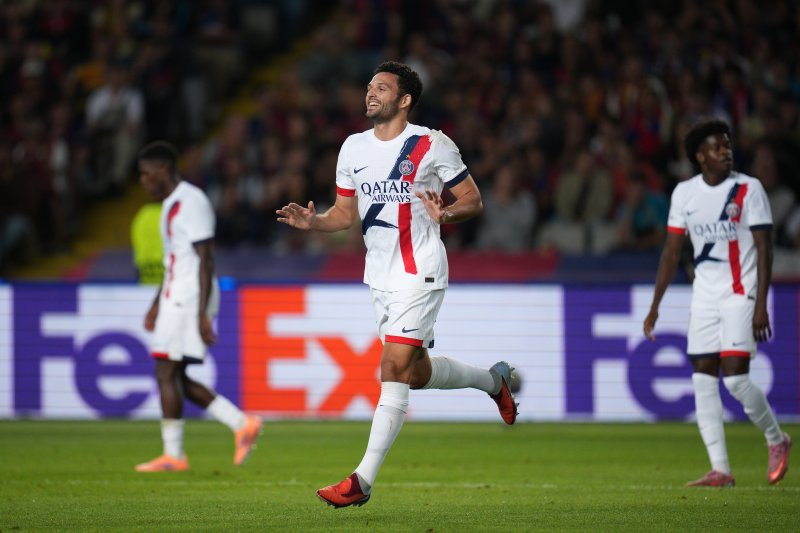 [바르셀로나=AP/뉴시스] 프랑스 프로축구 리그1 파리 생제르맹(PSG) 곤살루 하무스. 2025.10.01.