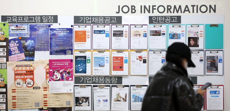 [서울=뉴시스] 김선웅 기자 = 사진은 지난 9일 오후 서울 소재 대학교 내 채용공고게시판의 모습. 2025.12.09. mangusta@newsis.com