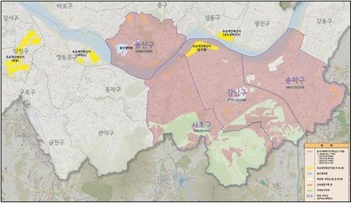 지난 3월 발표된 서울 토지거래허가구역 신규지정 지역 (출처=연합뉴스)