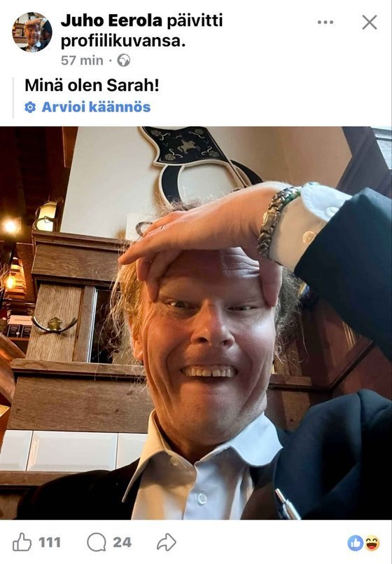 논란이 된 유호 에롤라 핀란드인당 의원의 SNS 게시글/사진=X계정·뉴스1