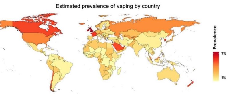 국가별 전자담배 사용률 추정치 (출처=연합뉴스)