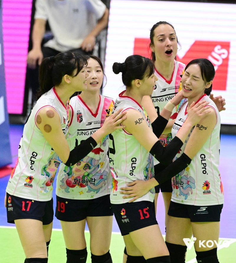 득점 후 기뻐하는 정관장 선수들 (출처=연합뉴스)