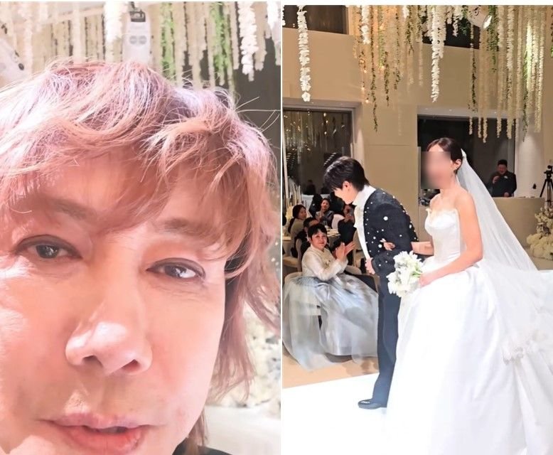 [서울=뉴시스] 가수 김장훈이 그룹 '엠블랙' 출신 미르(방철용)의 결혼식 영상을 소셜미디어에 올렸다가, 비연예인 신부의 얼굴이 그대로 공개되면서 온라인에서 갑론을박이 이어지고 있다. (사진=김장훈 인스타그램 캡처) 2025.12.22. photo@newsis.com *재판매 및 DB 금지