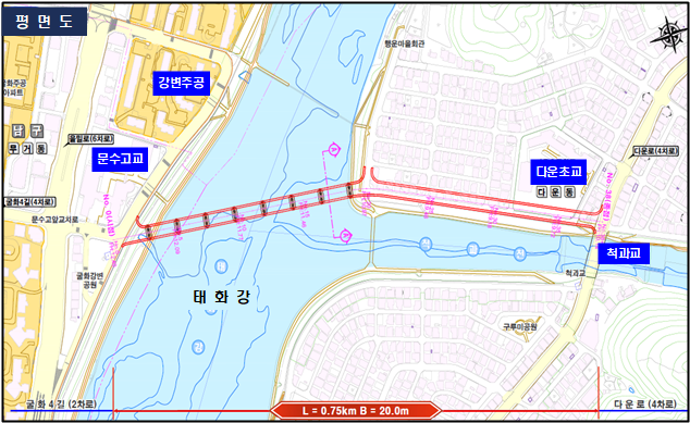 다운~굴화 우회도로 위치도. 울산시 제공