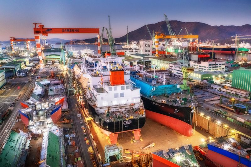 삼성중공업 야경. 삼성중공업 제공