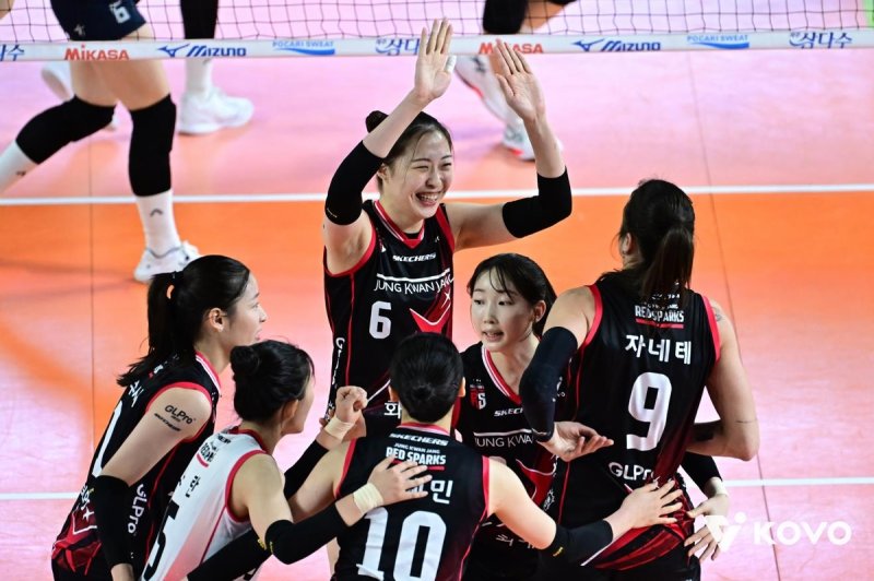 기뻐하는 정관장 선수들 (출처=연합뉴스)