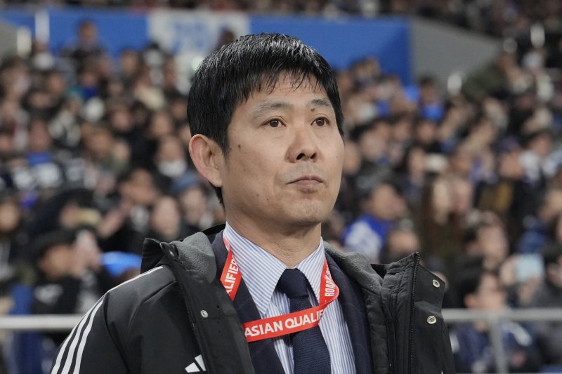 [사이타마=AP/뉴시스]모리야스 일본 축구대표팀 감독. 2025.03.20.