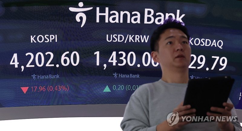 하나은행 본점 딜링룸 현황판 (출처=연합뉴스)