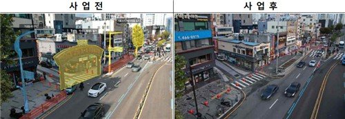 부산역 앞 흉물 '텍사스 스트리트' 철거 전(왼쪽), 철거 후 모습 (출처=연합뉴스)