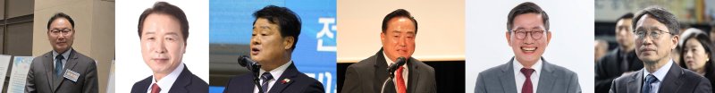[내포=뉴시스] 왼쪽부터 충남도교육감 선거 출마가 예상되는 김영춘, 명노희, 이병도, 이병학, 조영종, 한상경 후보. 2026.01.04. photo@newsis.com *재판매 및 DB 금지