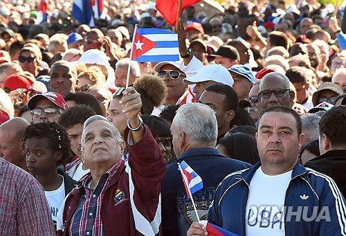 3일(현지시간) 쿠바 아바나에서 열린 미국 규탄 집회 (출처=연합뉴스)