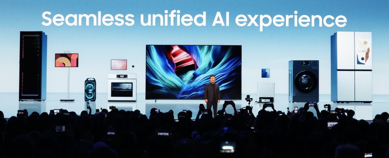 노태문 삼성전자 대표이사 사장이 4일(현지시간) 미국 라스베이거스 윈 호텔에서 열린 CES 2026 '더 퍼스트룩' 프레스 컨퍼런스에서 연설을 하고 있다. 2026.1.5/뉴스1 ⓒ News1 황기선 기자