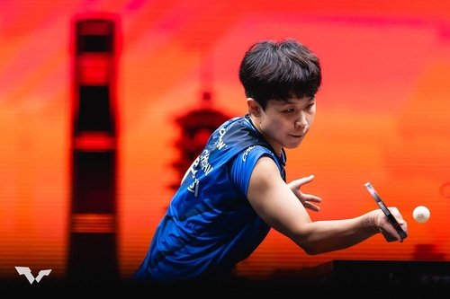 WTT 파이널스 홍콩에 나선 주천희의 경기 장면 (출처=연합뉴스)